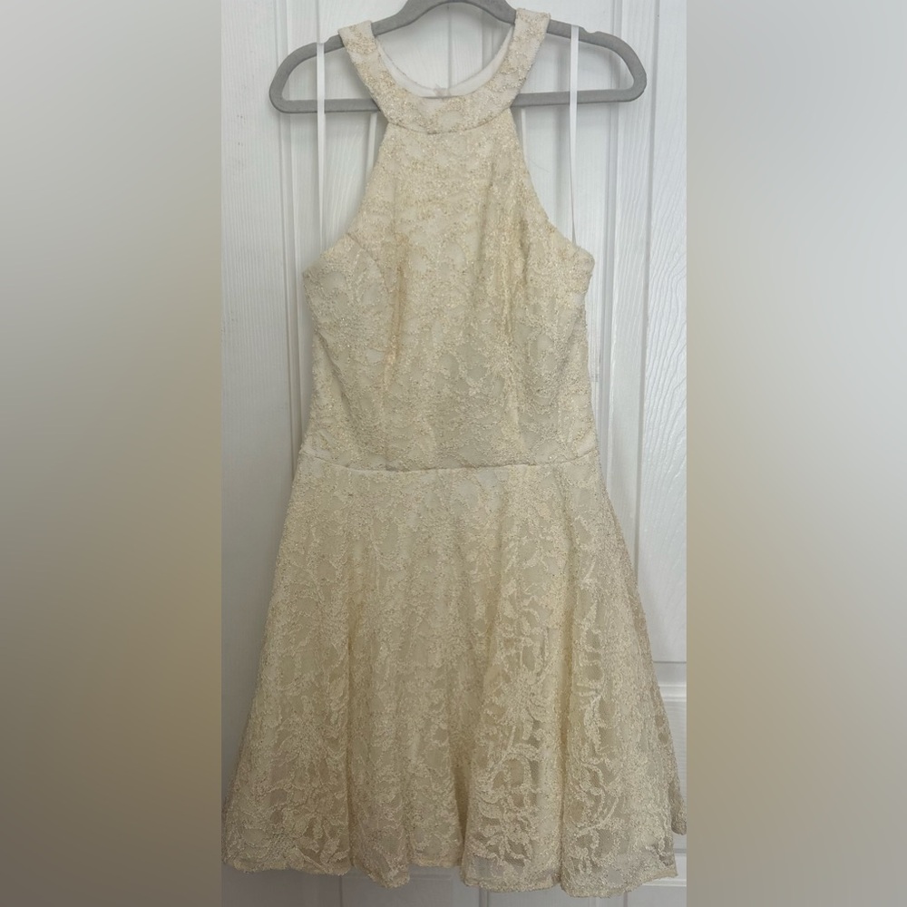 Camille La Vie Cream Lace Formal Dress